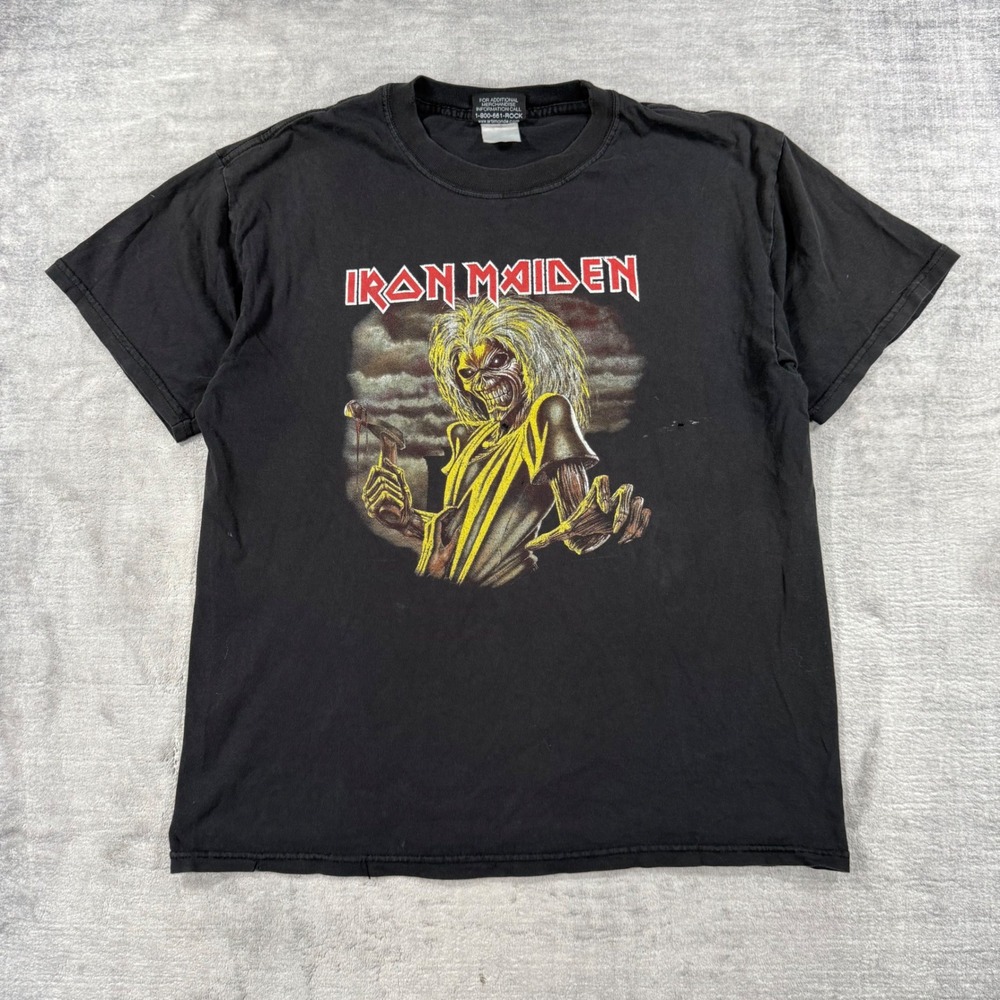 Iron Maiden Shirt Mens Large Black Vintage 90s Killers Graphic Rock Band Metal